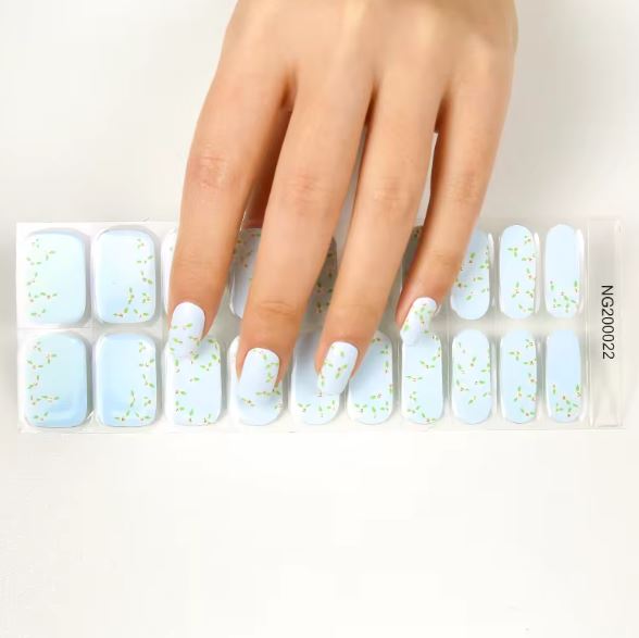 Semi Cured Gel UV Nail Strips | Blue Gliter