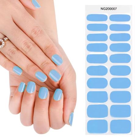 Semi Cured Gel UV Nail Strips | Baby Blue Solids