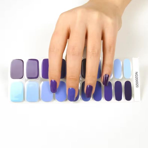 Semi Cured Gel UV Nail Strips | Blue Violet Mix