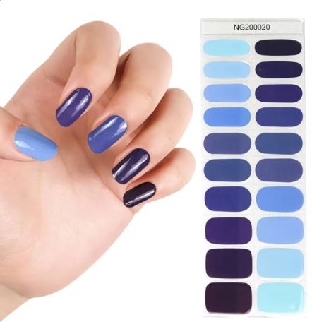 Semi Cured Gel UV Nail Strips | Blue Multicolor