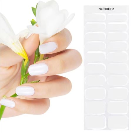 Semi Cured Gel UV Nail Strips | White Marble