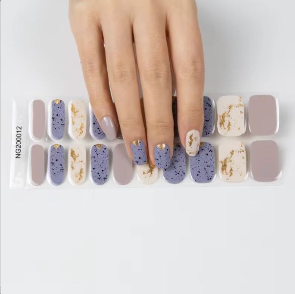 Semi Cured Gel UV Nail Strips | Marble Glitter Nails