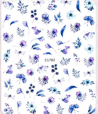 Blue Flowers Nail Sticker