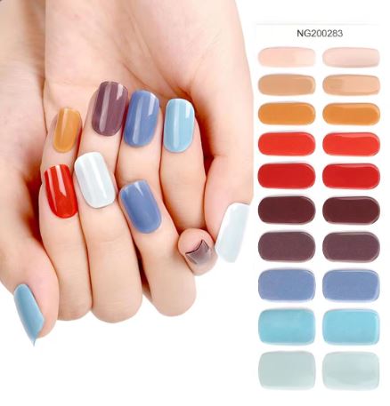 Semi Cured Gel UV Nail Strips | Pastel Solid Multicolor