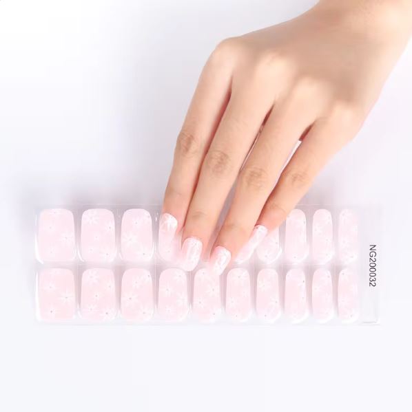 Semi Cured Gel UV Nail Strips | Pink Gradient Glitter Nails