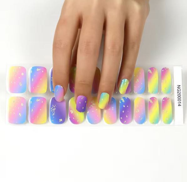 Semi Cured Gel UV Nail Strips | Rainbow Nails