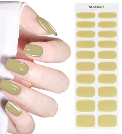 Semi Cured Gel UV Nail Strips | Yellow Glitter Nails